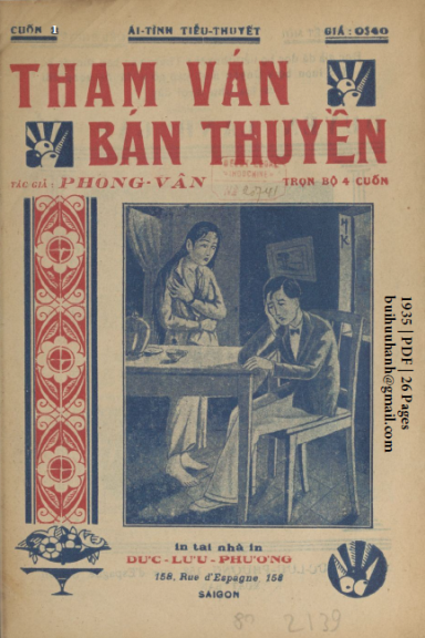 Tham Ván Bán Thuyền Cuốn 1-4 (NXB Đức Lưu Phương 1935) - Phong Vân, 98 Trang