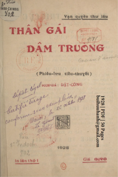 Thân Gái Dậm Trường (NXB Thực Nghiệp 1928) - Dật Công, 50 Trang