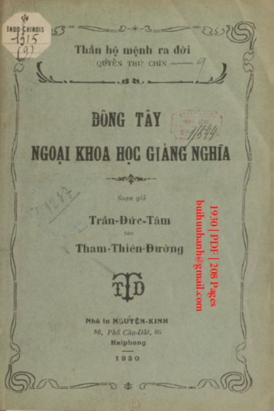 Thần Hộ Mệnh Ra Đời Quyển 9-Ngoại Khoa Học (NXB Nguyễn Kính 1930) - Trần Đức Tâm, 208 Trang