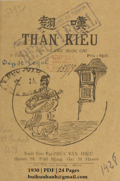Thán Kiều (NXB Phúc Văn 1930) - Chu Ngọc Chi, 24 Trang