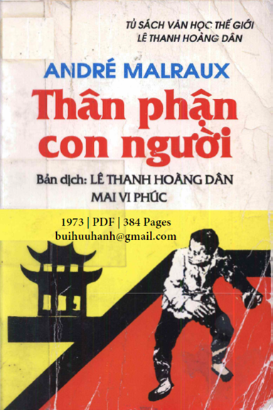 Thân Phận Con Người (NXB Trẻ 1973) - André Malraux, 384 Trang