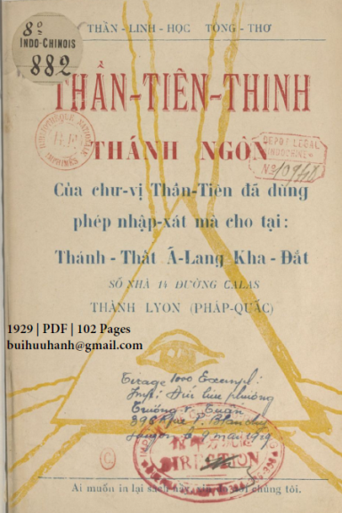 Thần Tiên Thinh Thánh Ngôn (NXB Đức Lưu Phương 1929) - Thiện Thính, 102 Trang