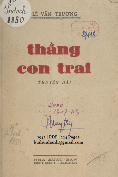 Thằng Con Trai (NXB Đời Mới 1943) - Lê Văn Trương, 224 Trang