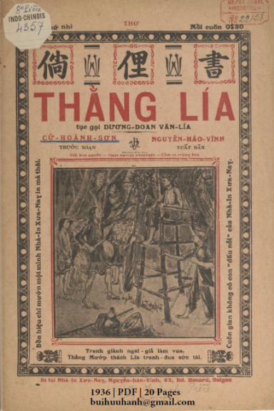 Thằng Lía (NXB Xưa Nay 1936) - Cử Hoành Sơn, 20 Trang