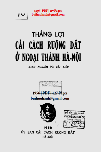Thắng Lợi Cải Cách Ruộng Đất Ở Ngoại Thành Hà Nội (NXB Hà Nội 1956) - Hồ Viết Thắng, 127 Trang