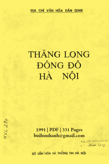 Thăng Long-Đông Đô-Hà Nội (NXB Hà Nội 1991) - Đinh Gia Khánh, 331 Trang