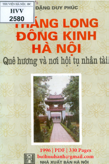 Thăng Long-Đông Kinh-Hà Nội (NXB Hà Nội 1996) - Đặng Duy Phúc, 330 Trang
