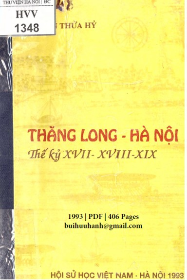 Thăng Long-Hà Nội Thế Kỷ 17-18-19 (NXB Hà Nội 1993) - Nguyễn Thừa Hỷ, 406 Trang