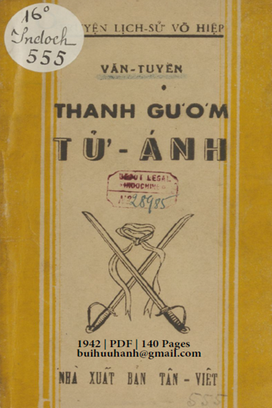 Thanh Gươm Tử Ánh (NXB Tân Việt 1942) - Văn Tuyền, 140 Trang