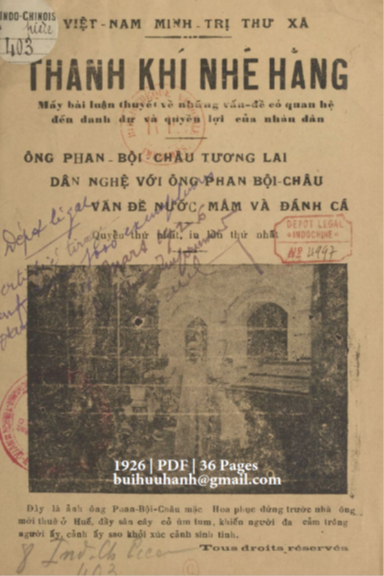 Thanh Khí Nhẽ Hằng Quyển 1 (NXB Thực Nghiệp 1926) - Nhiều Tác Giả, 36 Trang