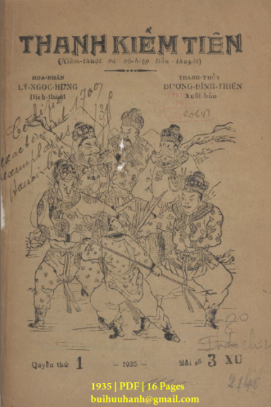 Thanh Kiếm Tiên Quyển 1-5 (NXB Nhật Hưng 1935) - Lý Ngọc Hưng, 80 Trang