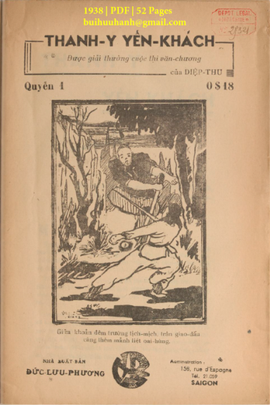 Thanh Y Yến Khách Quyển 1-2,4-5 (NXB Đức Lưu Phương 1938) - Diệp Thu, 200 Trang