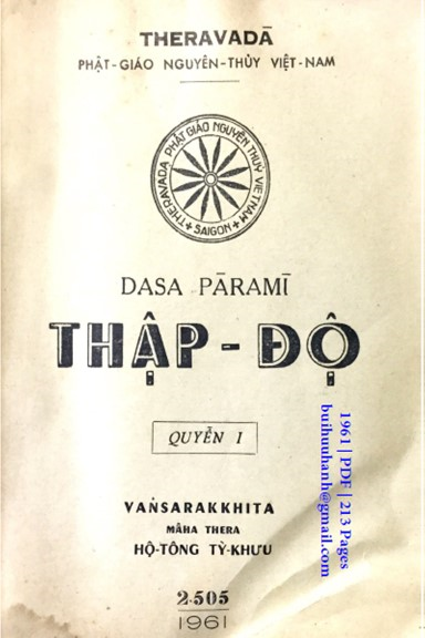 Thập Độ Quyển 1 (NXB Hạnh Phúc 1961) - Vansarakkhita Bhikkhu, 213 Trang