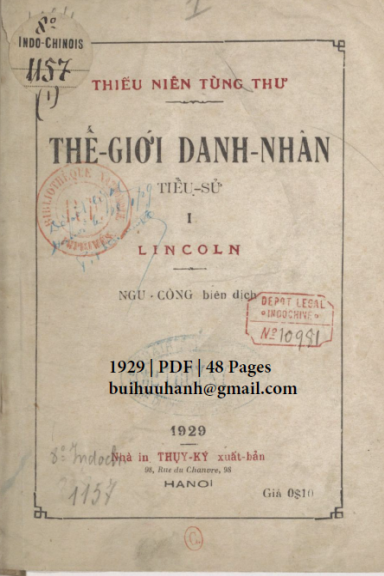 Thế Giới Danh Nhân Tiểu Sử Quyển 1 (NXB Thụy Ký 1929) - Ngu Công, 48 Trang