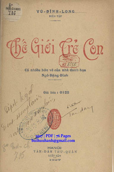 Thế Giới Trẻ Con (NXB Tân Dân 1927) - Vũ Đình Long, 76 Trang