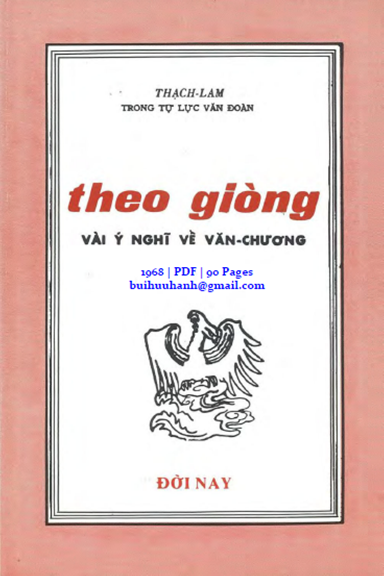 Theo Giòng Vài Ý Nghĩ Về Văn Chương (NXB Đời Nay 1968) - Thạch Lam, 90 Trang