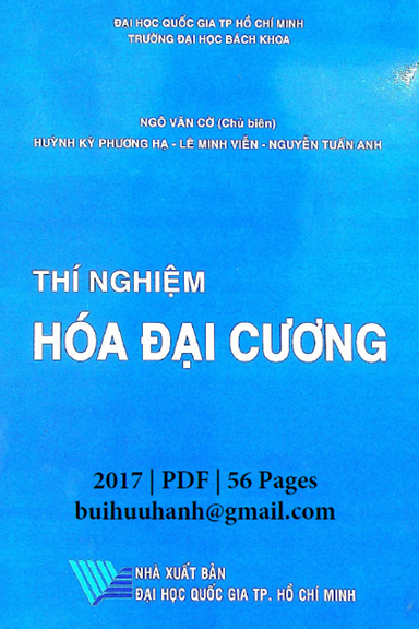 Thí Nghiệm Hóa Đại Cương (NXB Đại Học Quốc Gia 2017) - Ngô Văn Cờ, 56 Trang