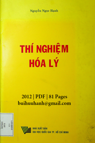 Thí Nghiệm Hóa Lý (NXB Đại Học Quốc Gia 2012) - Nguyễn Ngọc Hạnh, 81 Trang