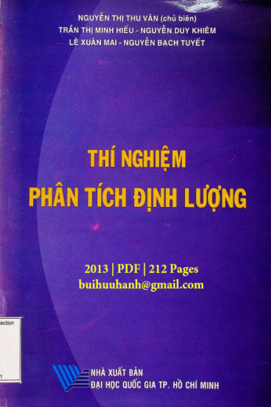 Thí Nghiệm Phân Tích Định Lượng (NXB Đại Học Quốc Gia 2013) - Nguyễn Thị Thu Vân, 212 Trang