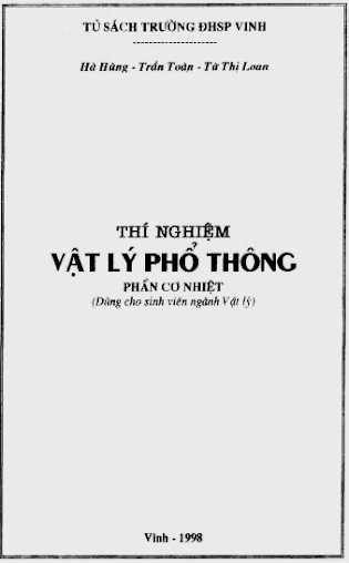 Thí Nghiệm Vật Lý Phổ Thông (NXB Đại Học Vinh 1998) - Hà Hùng, 19 Trang