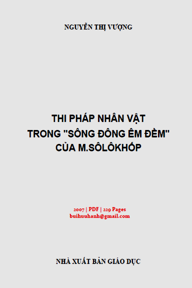 Thi Pháp Nhân Vật Trong Sông Đông Êm Đềm Của M.Sôlôkhốp (NXB Giáo Dục 2007) - Nguyễn Thị Vượng