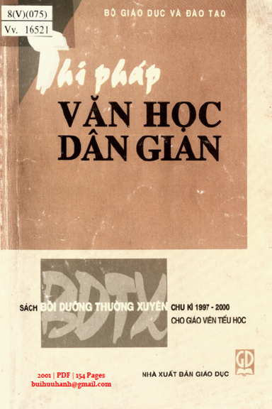 Thi Pháp Văn Học Dân Gian (NXB Giáo Dục 2001) - Lê Trường Phát, 154 Trang