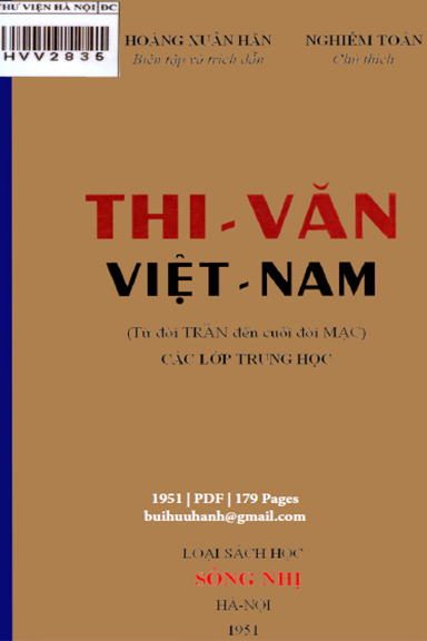 Thi Văn Việt Nam (NXB Sông Nhị 1951) - Hoàng Xuân Hãn, 179 Trang