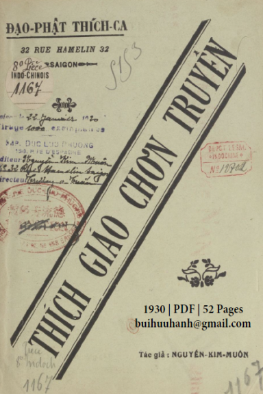Thích Giáo Chơn Truyền (NXB Sài Gòn 1930) - Nguyễn Kim Muôn, 52 Trang