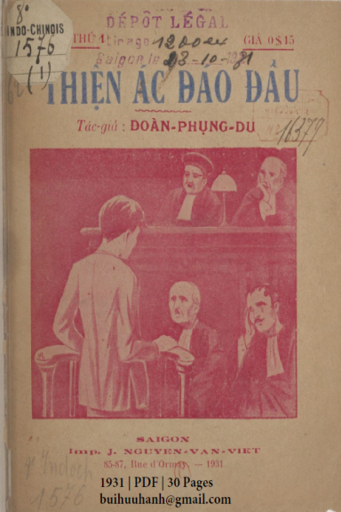 Thiện Ác Đáo Đầu Cuốn 1 (NXB Nguyễn Văn Viết 1931) - Đoàn Phụng Du, 30 Trang