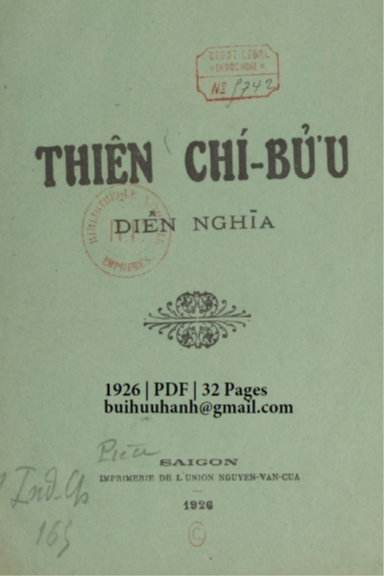 Thiên Chí Bửu Diễn Nghĩa (NXB Nguyễn Văn Của 1926) - Nhiều Tác Giả, 32 Trang