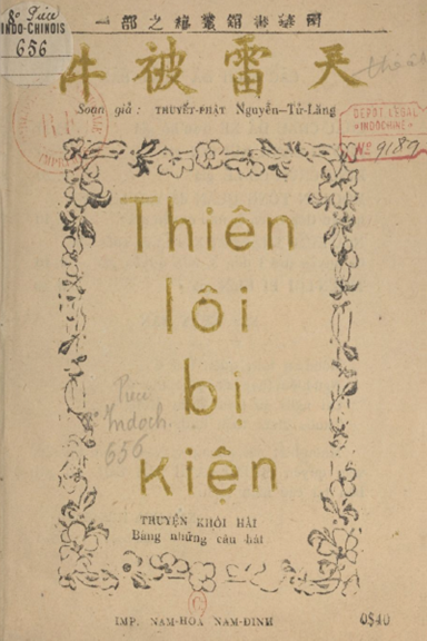 Thiên Lôi Bị Kiện (NXB Nam Hoa 1928) - Nguyễn Tử Lăng, 40 Trang