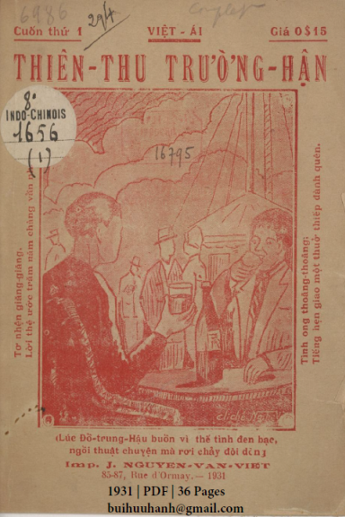 Thiên Thu Trường Hận Cuốn 1 (NXB Đức Lưu Phương 1931) - Việt Ái, 36 Trang