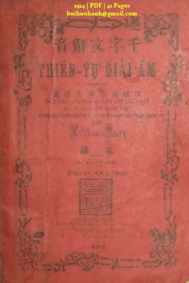 Thiên Tự Giải Âm (NXB Hà Nội 1914) - Xuân Lan, 41 Trang