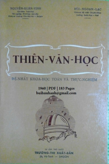 Thiên Văn Học (NXB Trường Thi 1960) - Nguyễn Xuân Vinh, 183 Trang