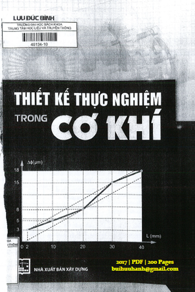 Thiết Kế Thực Nghiệm Trong Cơ Khí (NXB Xây Dựng 2017) - Lưu Đức Bình, 200 Trang