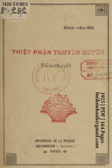 Thiệt Phận Thuyền Quyên (NXB Qui Nhơn 1925) - Đinh Văn Sắt, 164 Trang