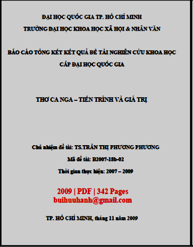 Thơ Ca Nga-Tiến Trình Và Giá Trị (NXB Đại Học Quốc Gia 2009) - Trần Thị Phương Phương, 342 Trang