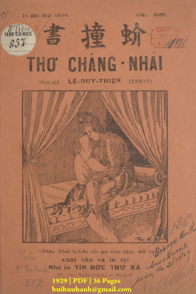 Thơ Chàng Nhái (NXB Tín Đức Thứ Xã 1929) - Lê Duy Thiện, 36 Trang