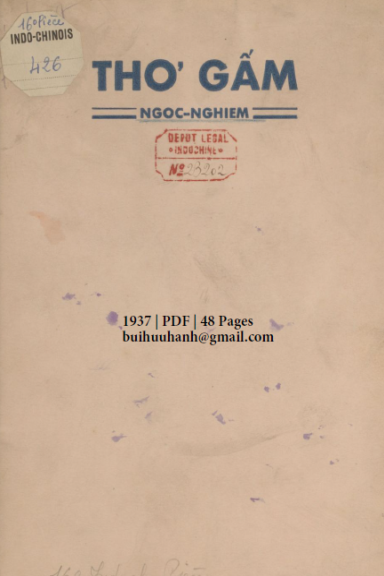 Thơ Gấm (NXB Thụy Ký 1937) - Ngọc Nghiêm, 48 Trang