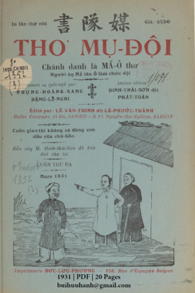 Thơ Mụ Đội Cuốn 3 (NXB Đức Lưu Phương 1931) - Phụng Hoàng Sang, 20 Trang