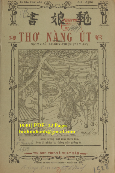 Thơ Nàng Út (NXB Tín Đức Thư Xã 1930) - Đặng Lễ Nghi, 22 Trang