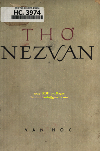 Thơ Nezvan (NXB Văn Học 1974) - Dương Bất Tử, 173 Trang