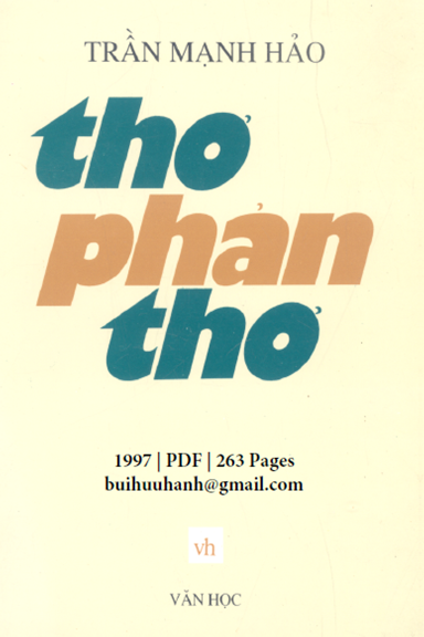 Thơ Phản Thơ (NXB Văn Học 1997) - Trần Mạnh Hảo, 263 Trang