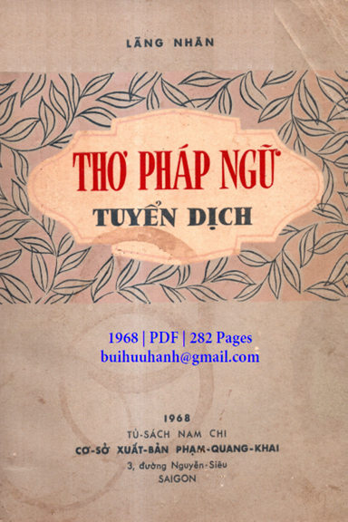 Thơ Pháp Ngữ Tuyển Dịch (NXB Phạm Quang Khai 1968) - Lãng Nhân, 282 Trang