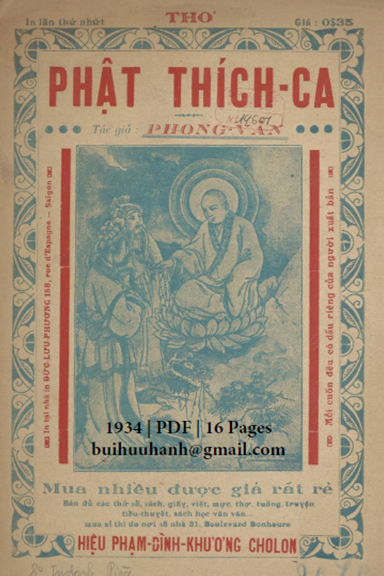 Thơ Phật Thích Ca (NXB Đức Lưu Phương 1934) - Phong Vân, 16 Trang