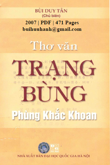 Thơ Trạng Bùng Phùng Khắc Khoan (NXB Đại Học Quốc Gia 2007) - Bùi Duy Tân, 471 Trang