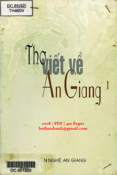 Thơ Viết Về An Giang (NXB Văn Nghệ 2008) - Trịnh Bửu Hoài, 410 Trang