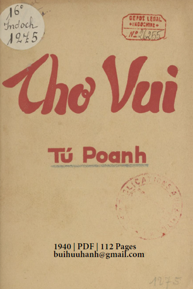 Thơ Vui (NXB Đông Phương 1940) - Tú Poanh, 112 Trang