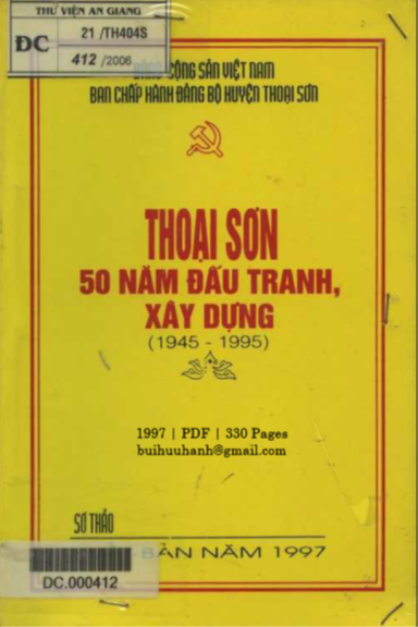 Thoại Sơn 50 Năm Đấu Tranh Xây Dựng 1945-1995 (NXB An Giang 1997) - Phùng Văn Qui, 330 Trang