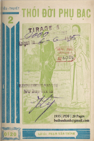 Thói Đời Phụ Bạc Cuốn 2 (NXB Bảo Tồn 1935) - Nguyễn Văn Kính, 20 Trang